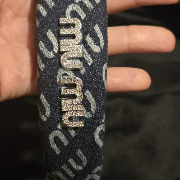 Miu Miu Navy and Silver Logo Headband main image 10